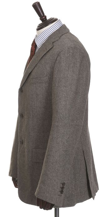 THE SOCIETY SHOP wełniana brązowa kurtka męska jodełka przejściowa 50