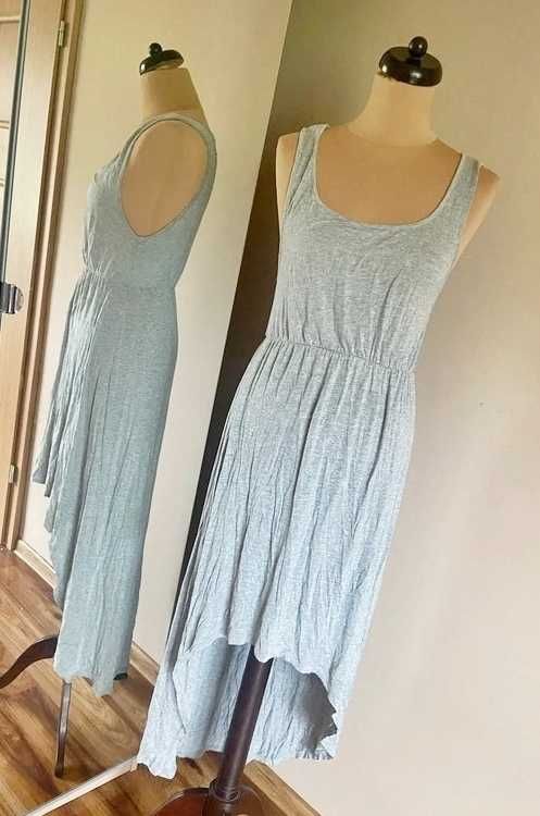 sukienka dres szara amisu asymetryczna dluzszy tył s m