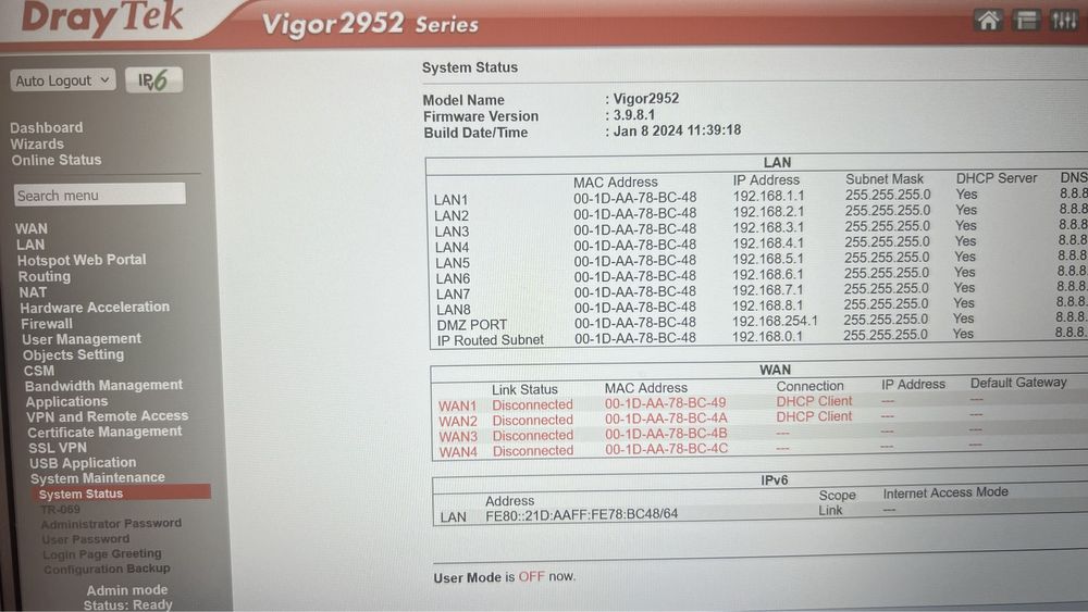 Router Dray Tek Vigor 2952 2x WAN 4 x LAN