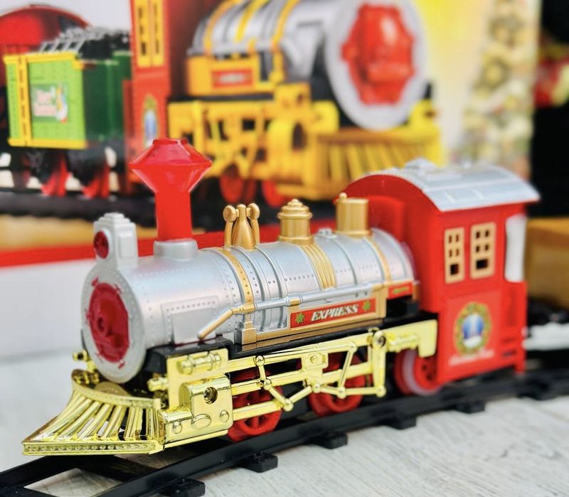 Залізна дорога поїзд різдвяна залізниця з світлом і звуком