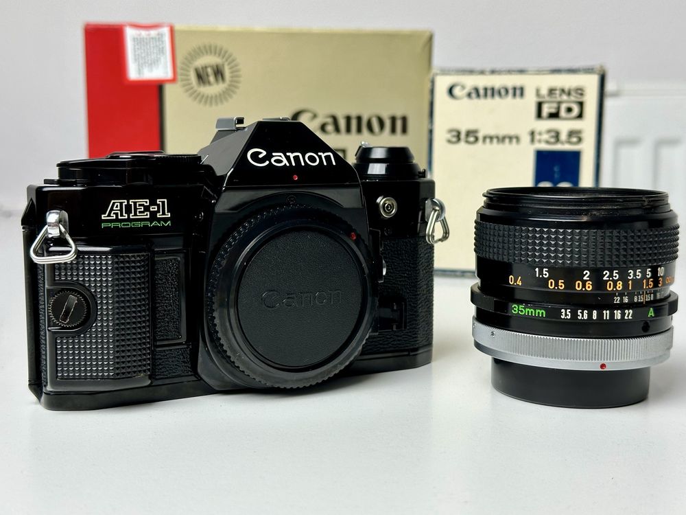 Canon AE-1 Program + FD 35mm f/3.5 S.C. | Kolekcjonerski zestaw
