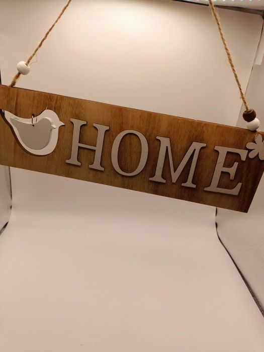 Zawieszka dekoracja HOME z ptakiem sklejka