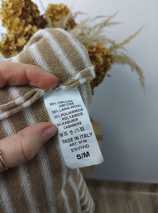 Kaszmirowy sweter w paski wełniana bluza wiskozowa dzianinowa bluzka M