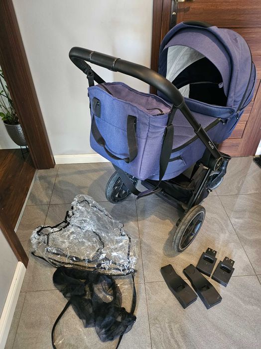 Wózek MUUVO Quick 4.0 2w1 + fotelik z bazą isofix - używany + dodatki