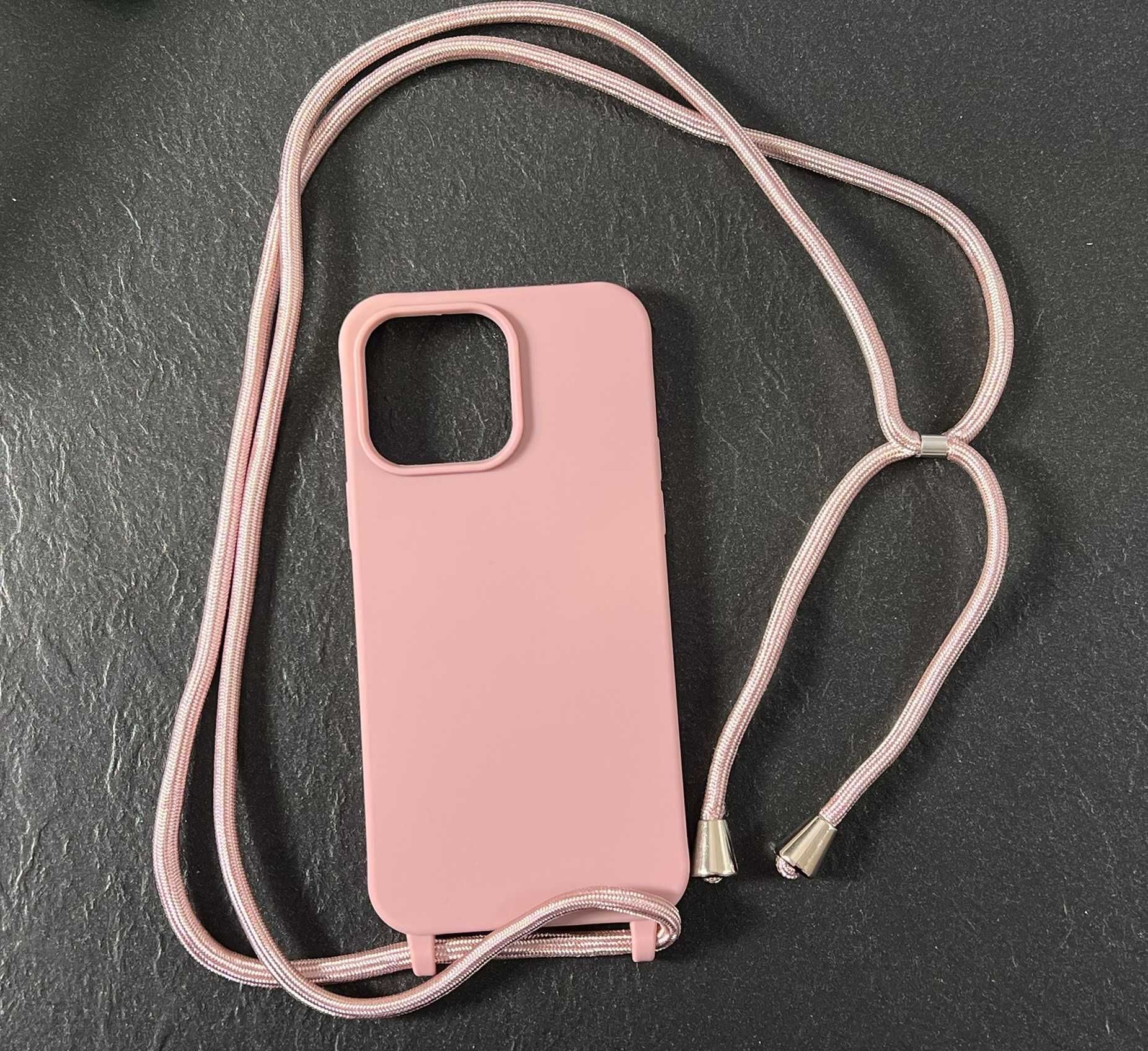 Etui Plecki na telefon komórkowy z łańcuszkiem na iPhone 14Plus różowy