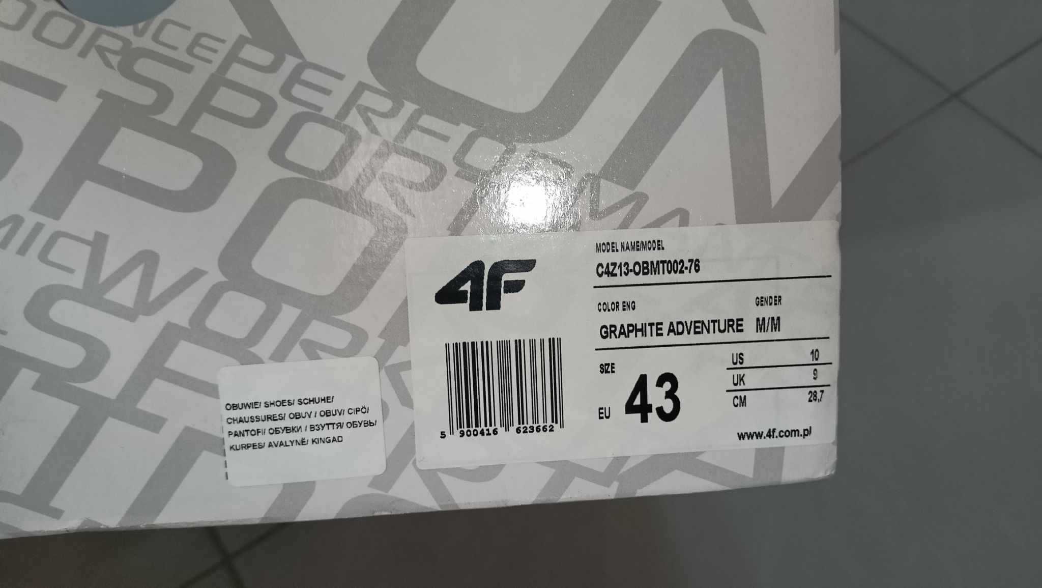 Męskie buty trekkingowe/zimowe 4F VIBRAM grafit roz.43 st.BDB