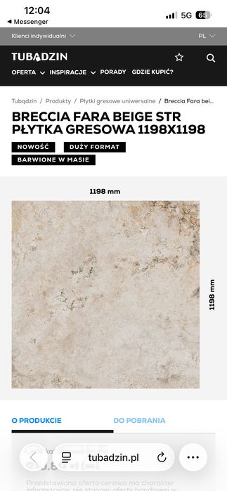 Płytki gresowe 4 szt  TUBĄDZIN breccia fara beige str