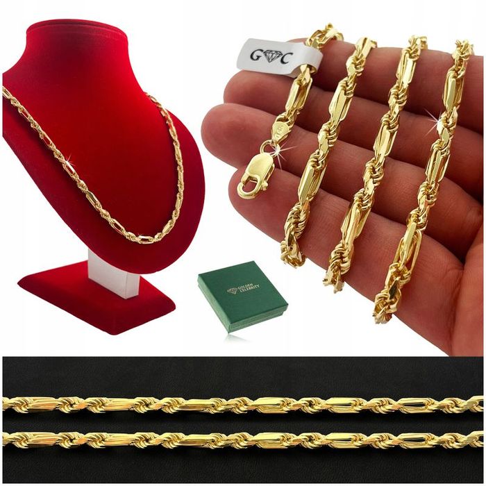 Złoty Łańcuszek Męski Łańcuch 55cm 925/585 + Płyn Gratis / Unikatowy W