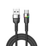 Kabel Nylonowy LED USB Szybkie ładowanie 3A USB-A do TYP C 2m kod 2241