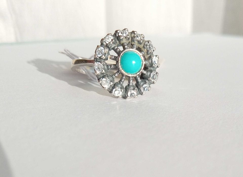 Вінтажний перстень з бірюзою натуральною Кольцо розмір 18,5 Срібло 925