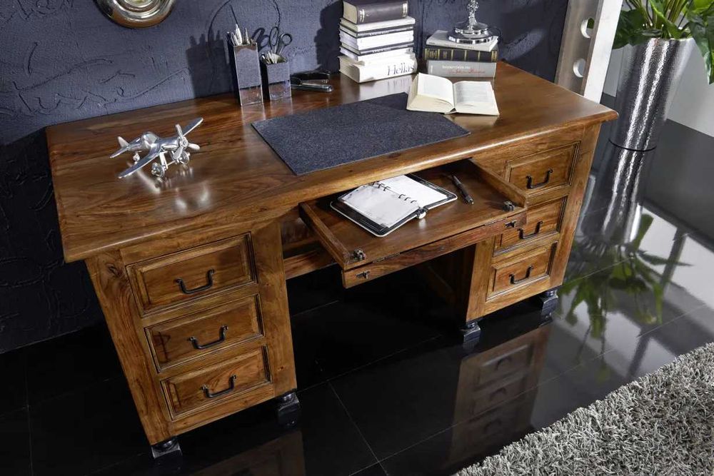 Biurko w stylu kolonialnym lite drewno Palisander lakierowany 150x70cm