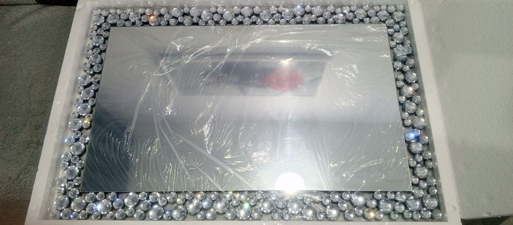 Lustro 90 x 60 juncia z kryształkami