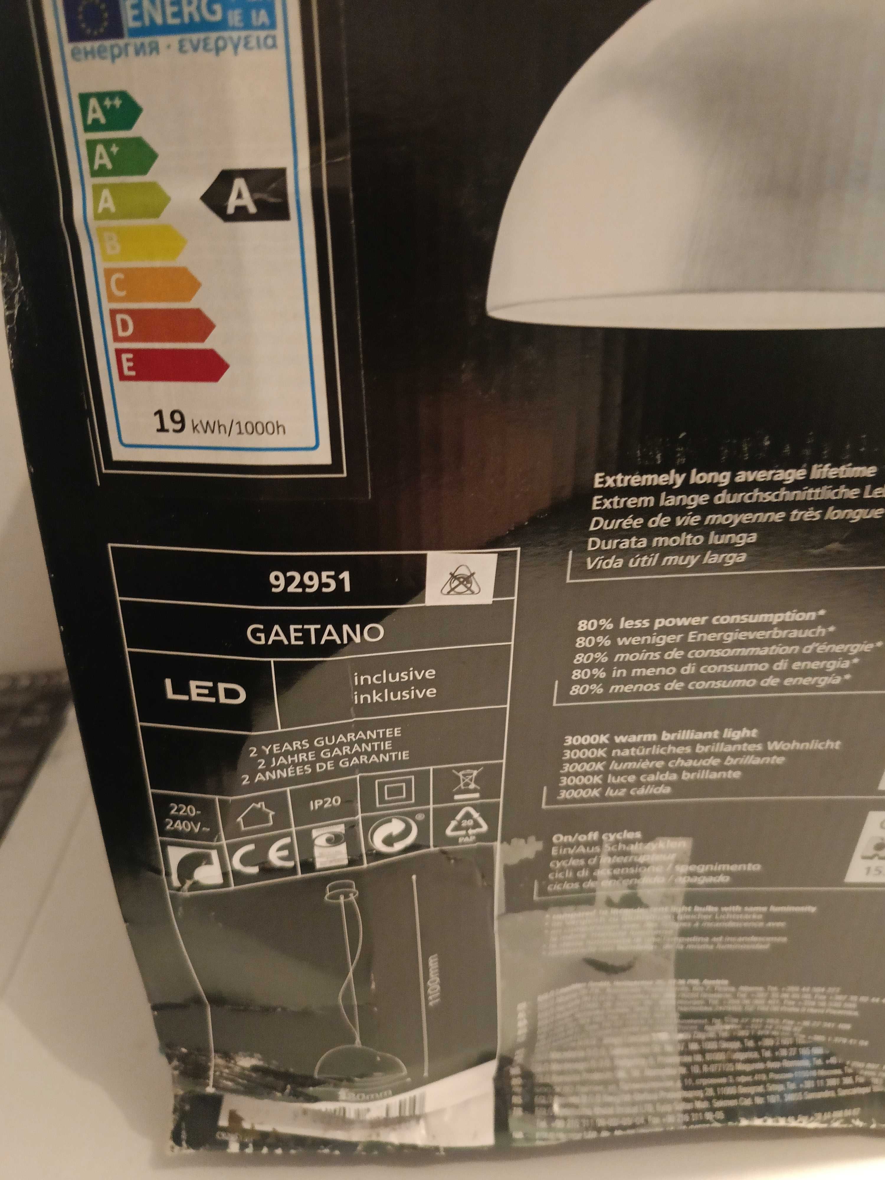 GAETANO LED lampa wisząca, żyrandol regulowany - 38cm - 92951 EGLO