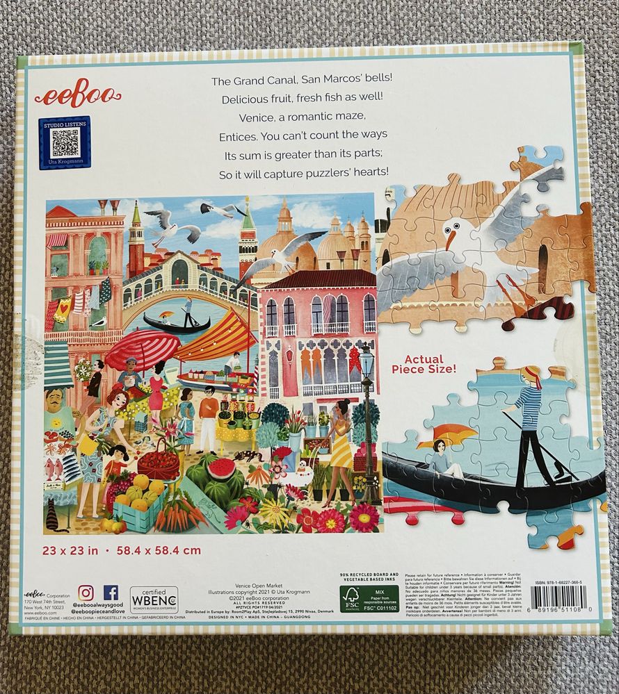 Puzzle 1000 eeBoo Venice open market Wenecja unikat!