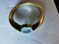 Złoty pierścionek prawdziwym naturalnym Topazem Rozmiar 16