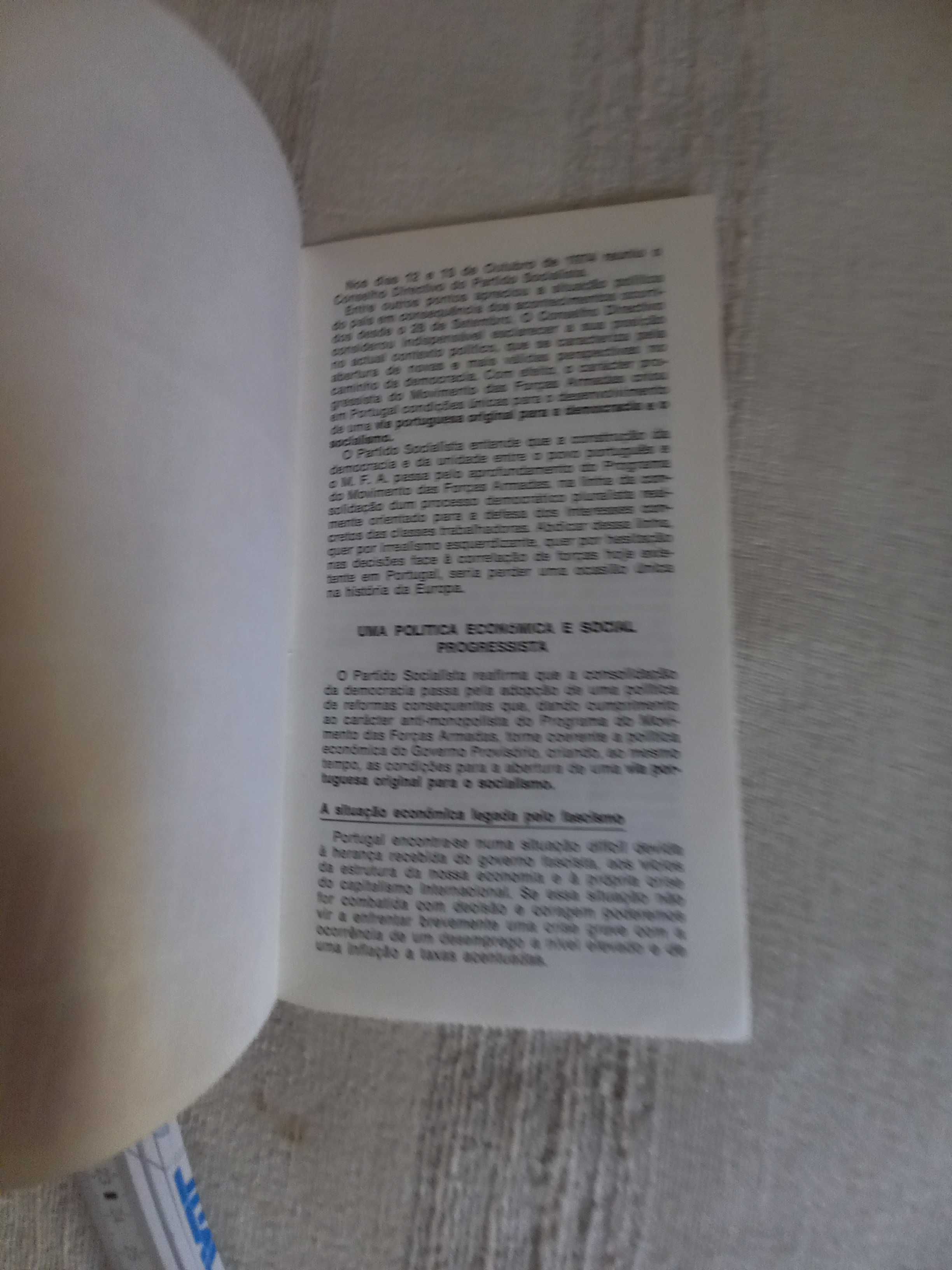 Folheto de 1974 do Partido Socialista