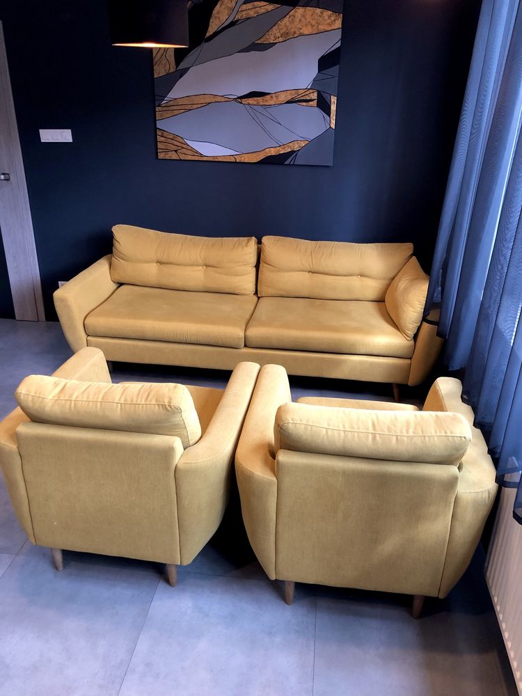 Sofa z funkcją spania + dwa fotele