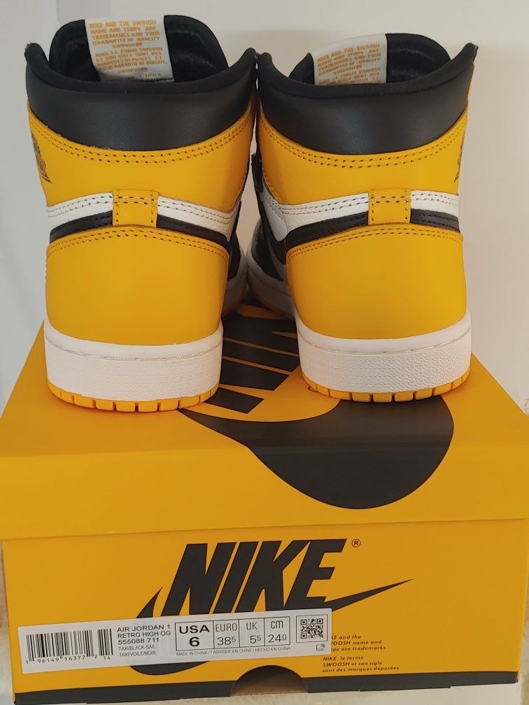Nike Jordan 1 Retro High OG 38.5 Taxi/Yellow Toe  555088