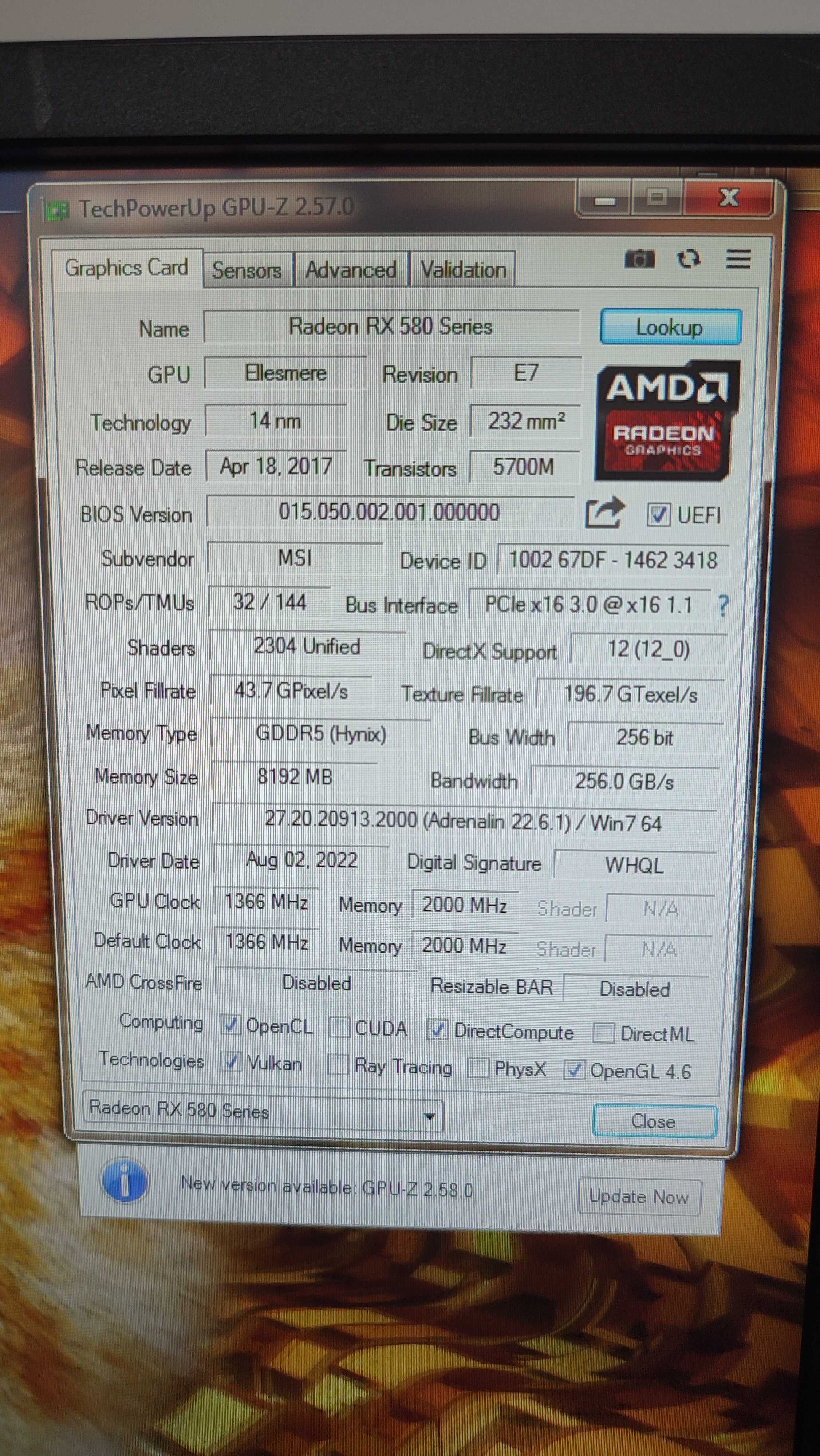 MSI Radeon RX 580 8GB