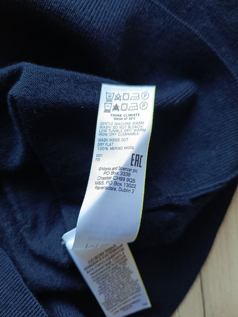 Sweter wełniany 100% wełna merino Marks & Spencer rozmiar M