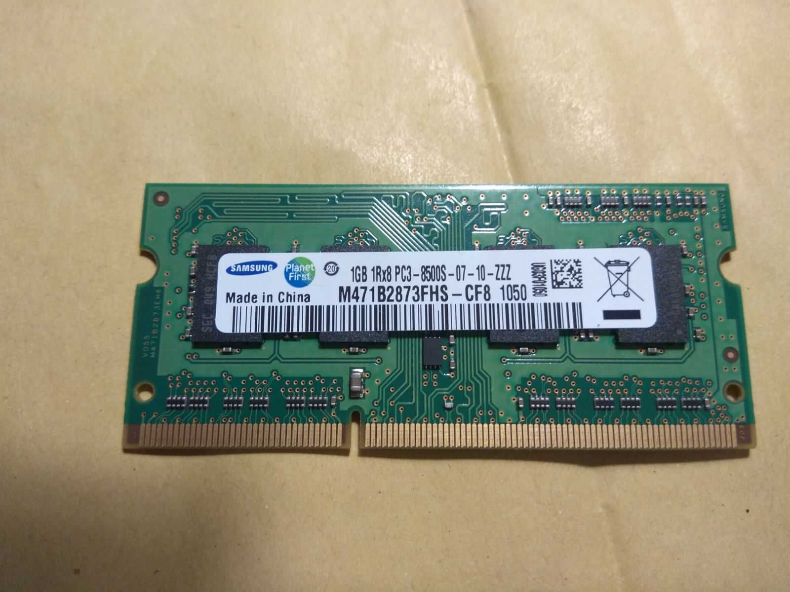 ОперативнаяПамятьSamsungDDR3-1050 1GB 1Rx8 PC3-8500S-M471B2873 FHS-CF8