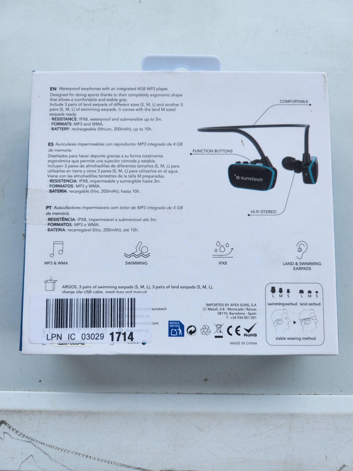 Навушники для спорту, плавання Sunstech Argos
