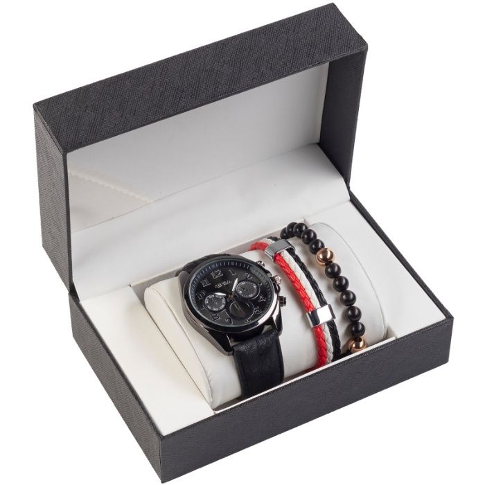 Relogio casual classico com caixa + pulseiras