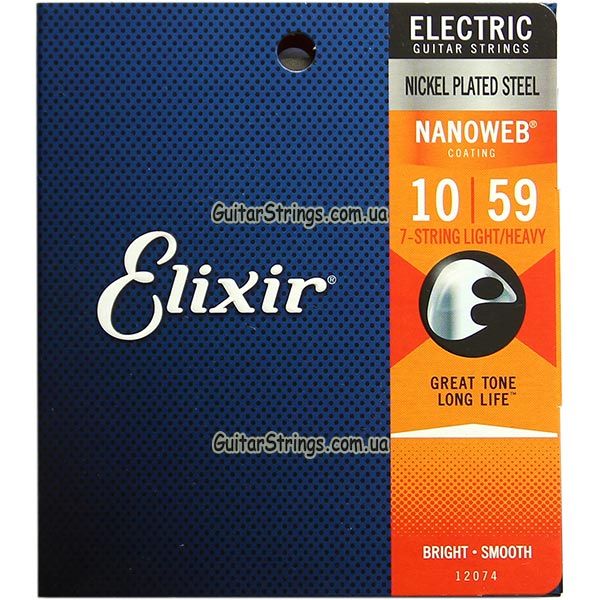 Струны Elixir 12057 Nanoweb 10-56 7-String электрогитара Оригинал США
