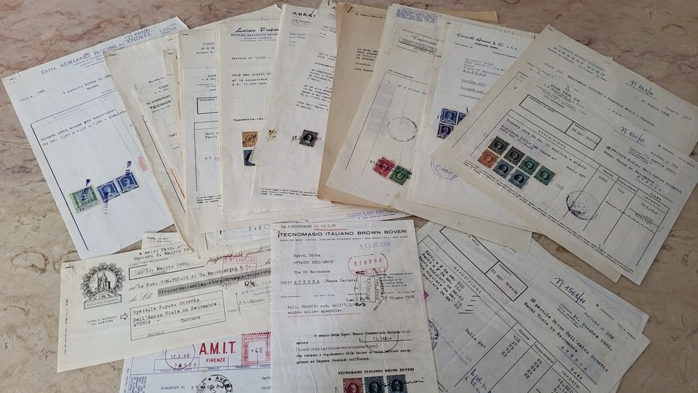 Papéis/Faturas antigas Italianas anos 60s