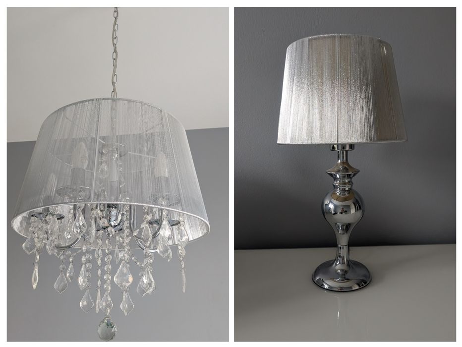 Żyrandol i lampka w stylu Glamour