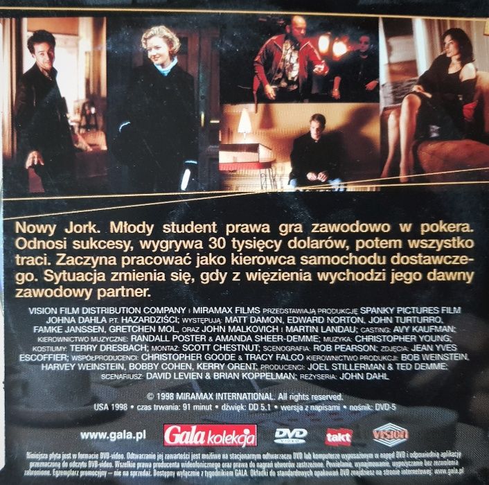 Hazardziści DVD - Edward Norton, Matt Damon, John Malkovich