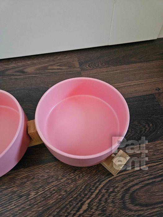 Miski ceramiczne dla psa kota zestaw 2 sztuki x 400 ml różowe