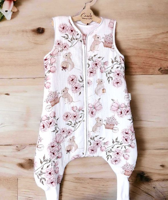 MUŚLINOWY Śpiworek z nogawkami wywijane skarpety 2,5 tog wzór- Myszki