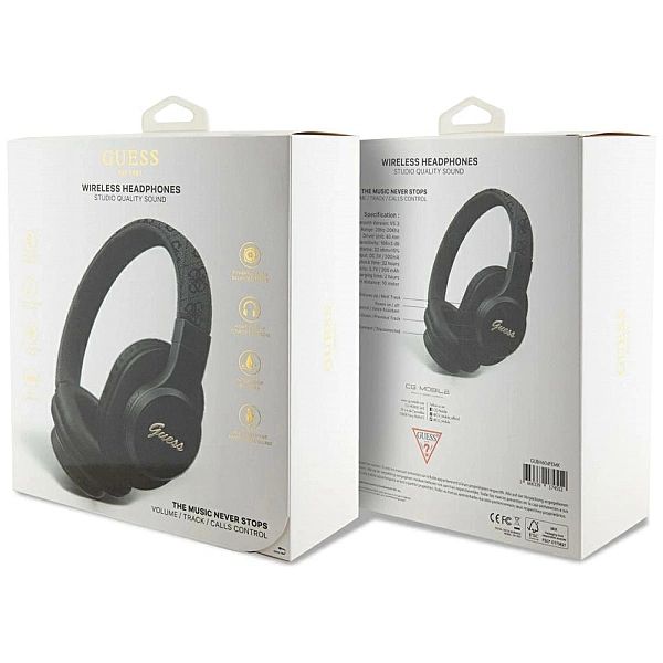 Słuchawki nauszne Guess Leather Tone On Tone Script Bluetooth 4G - cza