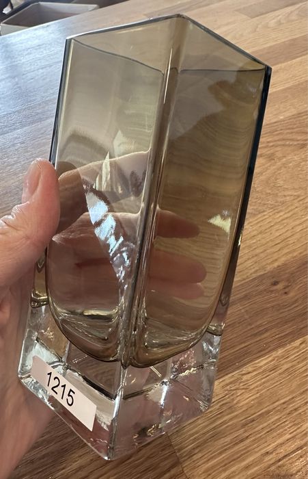 Kryształowy Szklany wazon dymiony kolor ciężki dekoracja 1215