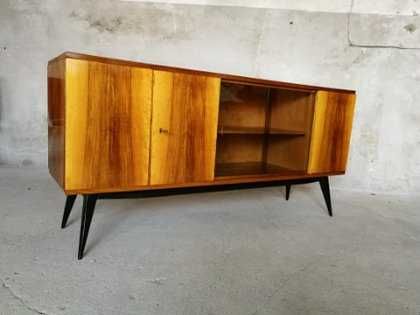 Kredens Komoda VAR Włocławska FM Sideboard Design PRL Orzech dobry sta