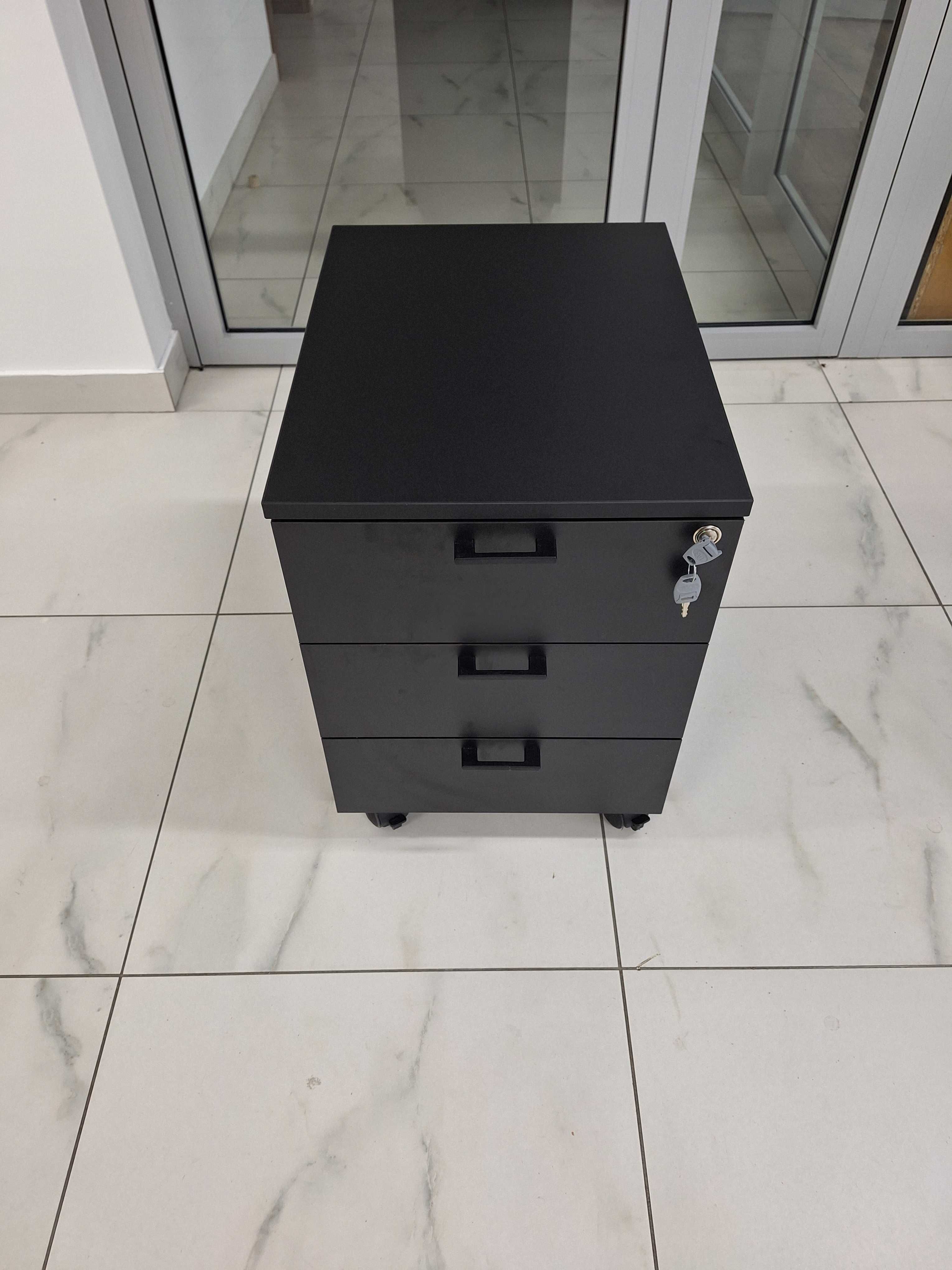 Kontener biurowy mobilny czarny z zamkiem 42,1 x 55,2 x 57,3