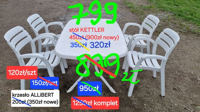 Zestaw komplet ogrodowy krzesła stół KETTLER meble ogrodowe plastikowe