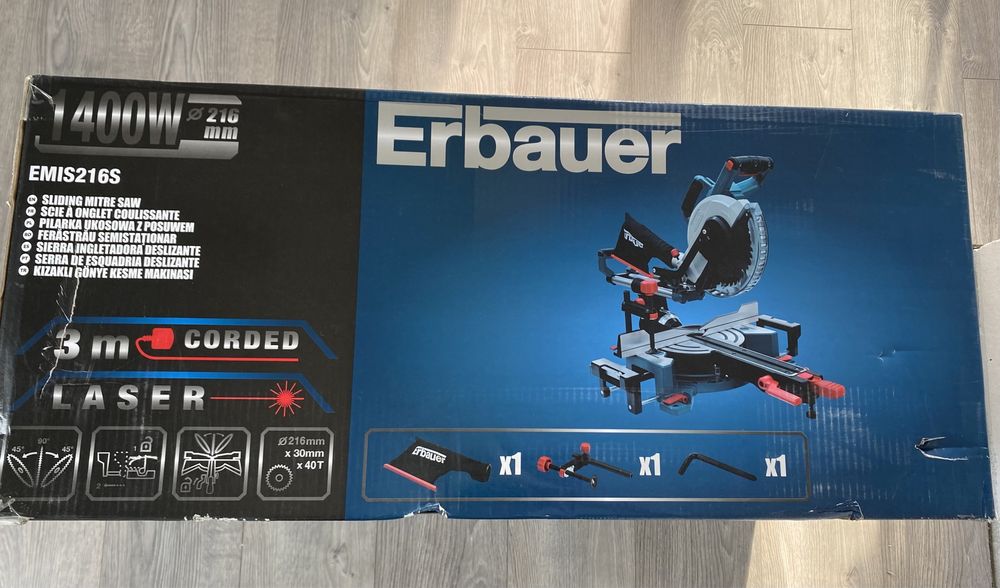 Пила торцювальна з протяжкою/Торцовка/Ербауер Erbauer 1400W 216mm Нові