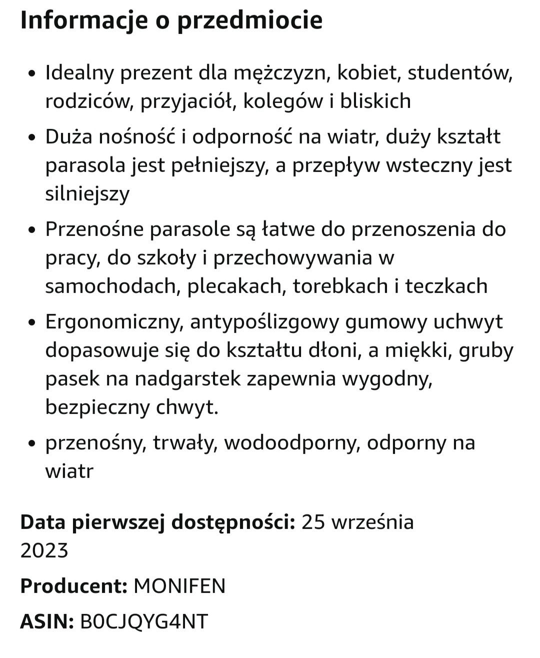 Mega duży parasol