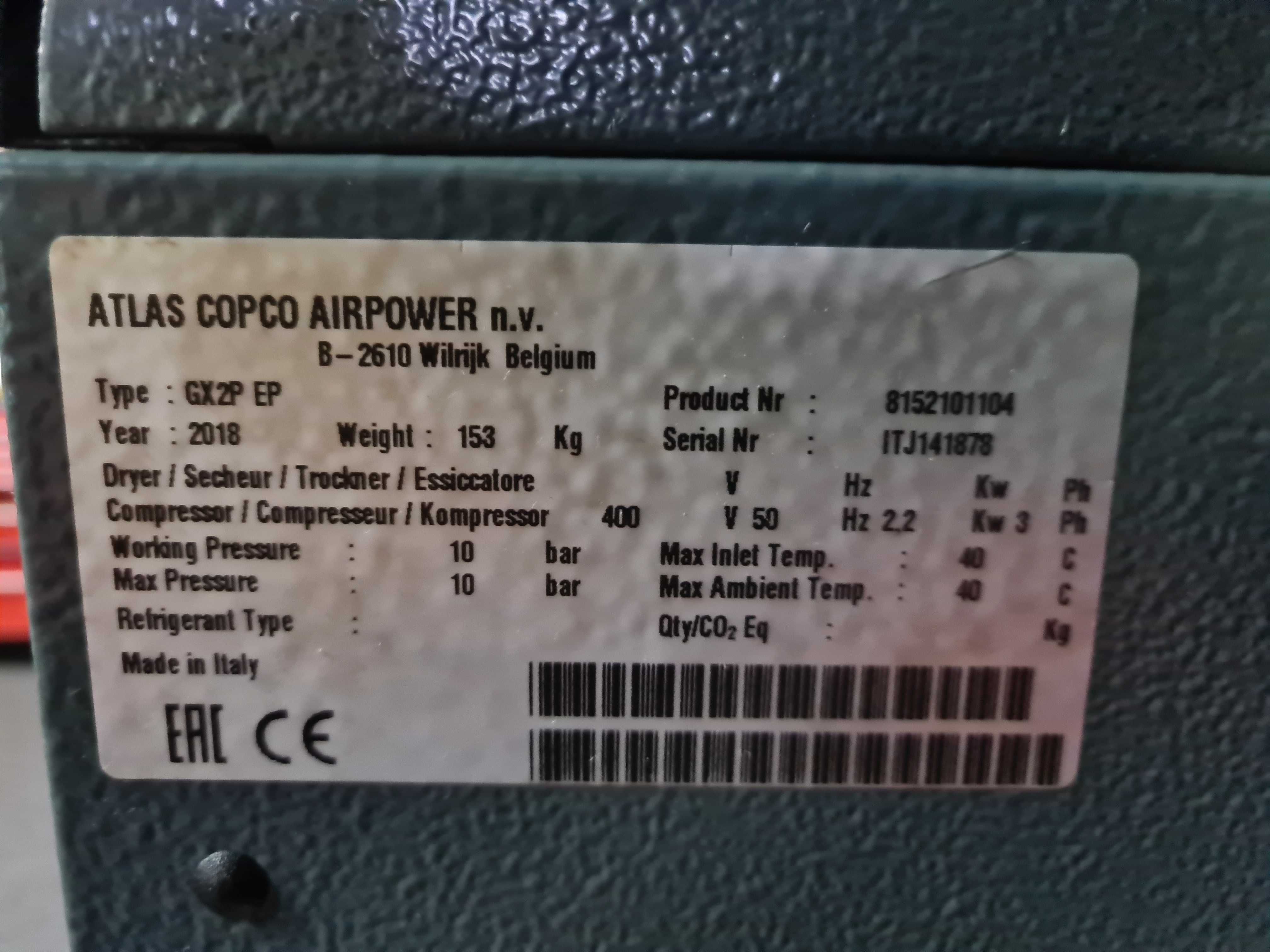 Kompresor śrubowy ATLAS COPCO GX 2