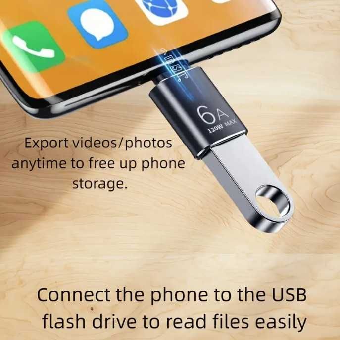 Адаптер 6A с USB OTG на  Type-C