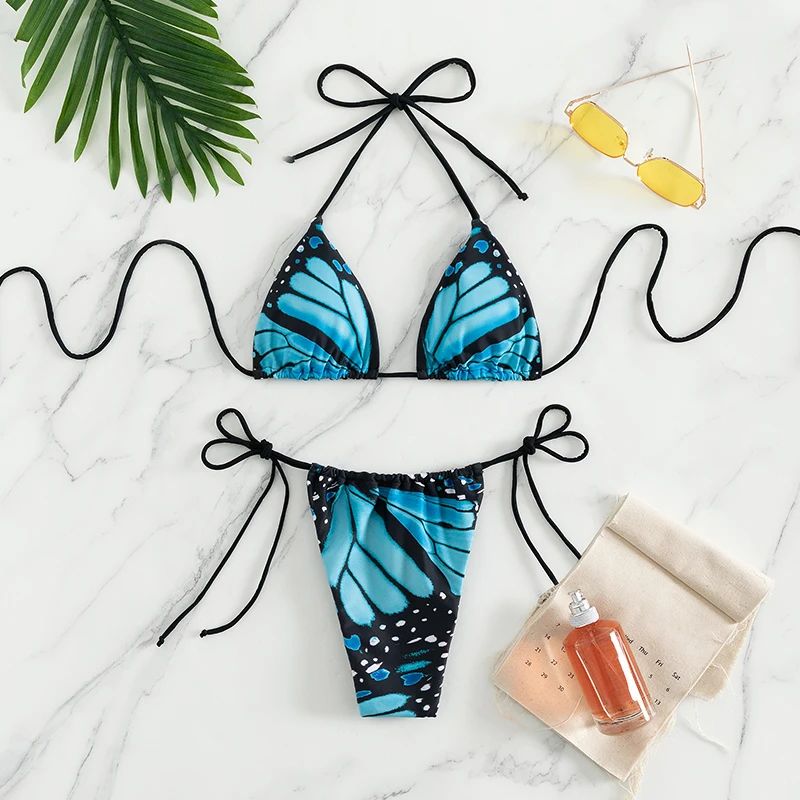 Sexy Bikini - Egzotyczny Dwuczęściowy Strój Kąpielowy z Wiązaniami - M