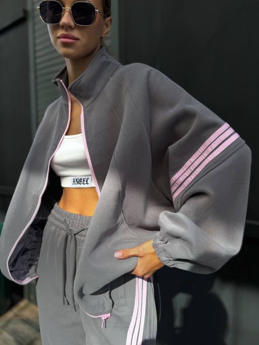 Інтернет-магазин‼️ костюм жіночий теплий на флісі оверсайз з лампасами