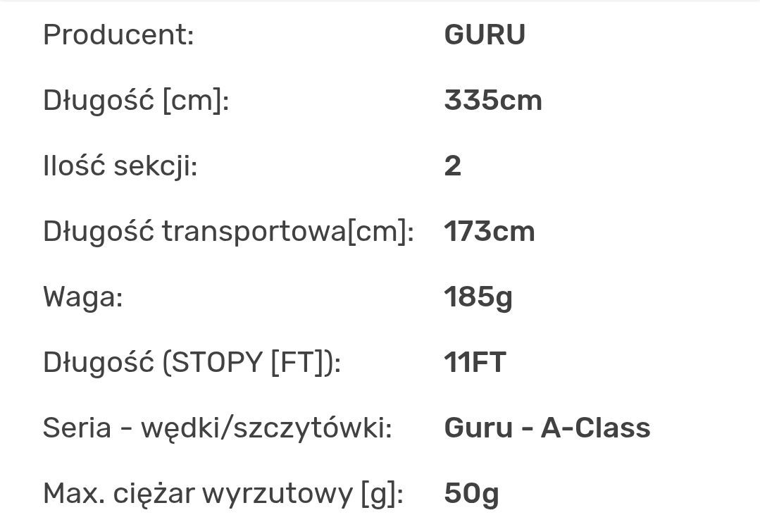 Wędka guru a-class 11ft 50g