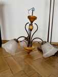 Ozdobne lampy sufitowe + lampa podłogowa drewno i szkło