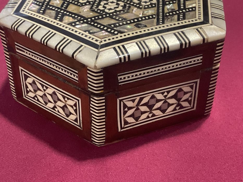 Caixa joias mosaic moorish madre pérola 11x5,5 cm