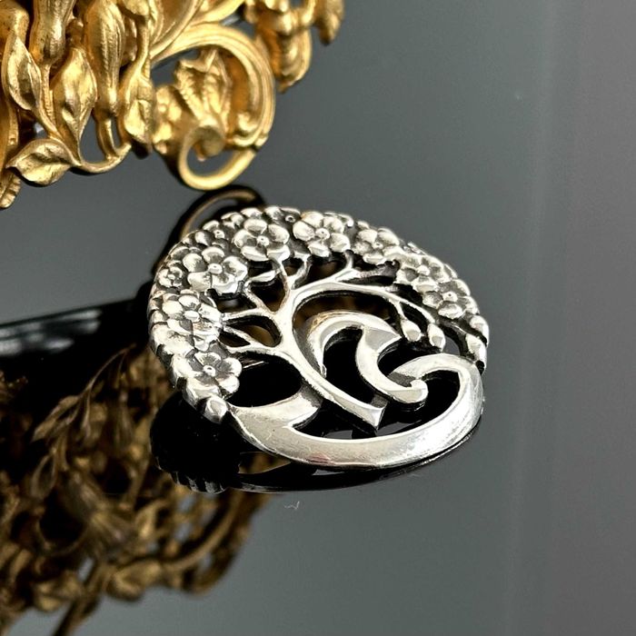 Broszka artystyczna z srebra w stylu secesji wiedeńskiej, próba 925