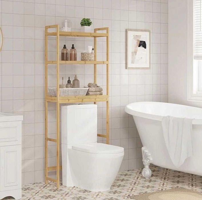 Bambusowy 3-poziomowy regał nad pralkę lub WC, szafka łazienkowa