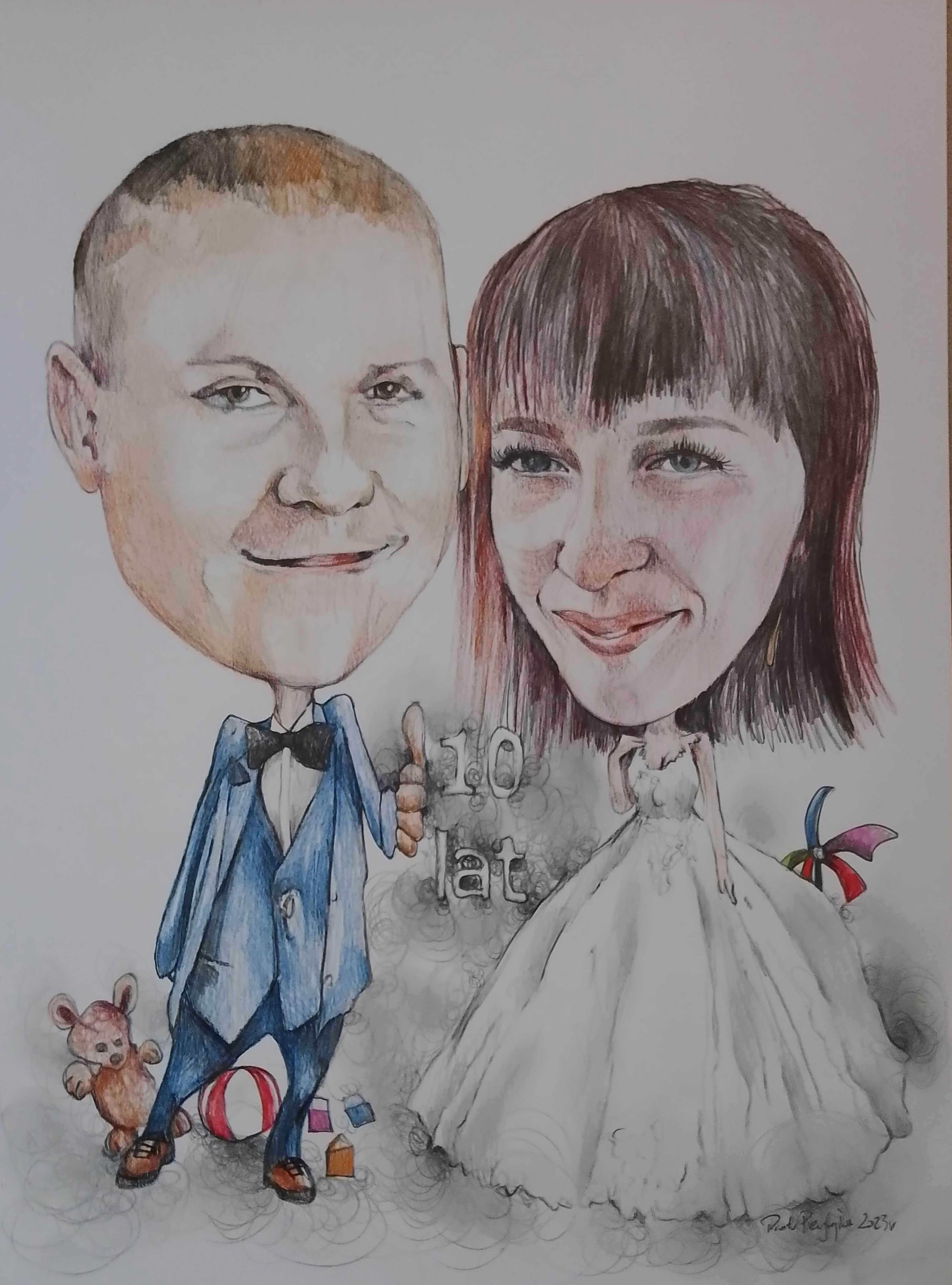 karykatura portret prezent rysunek wesele